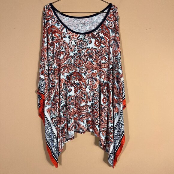 Lane Bryant Plus Colorful Open Sleeve Knit Poncho Top - Picture 1 of 7